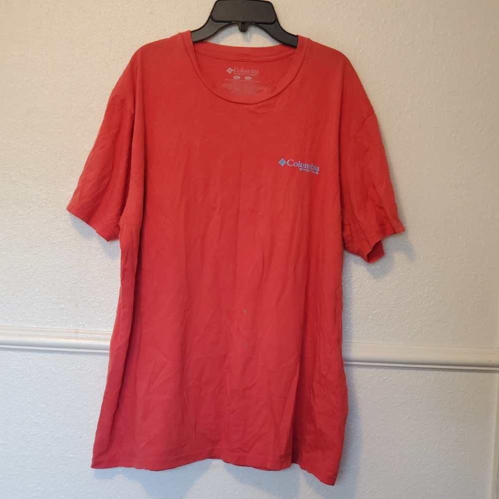 Columbia PFG Mens XL Red Tuna Graphic Fishing T-Shirt Short Sleeve Cotton